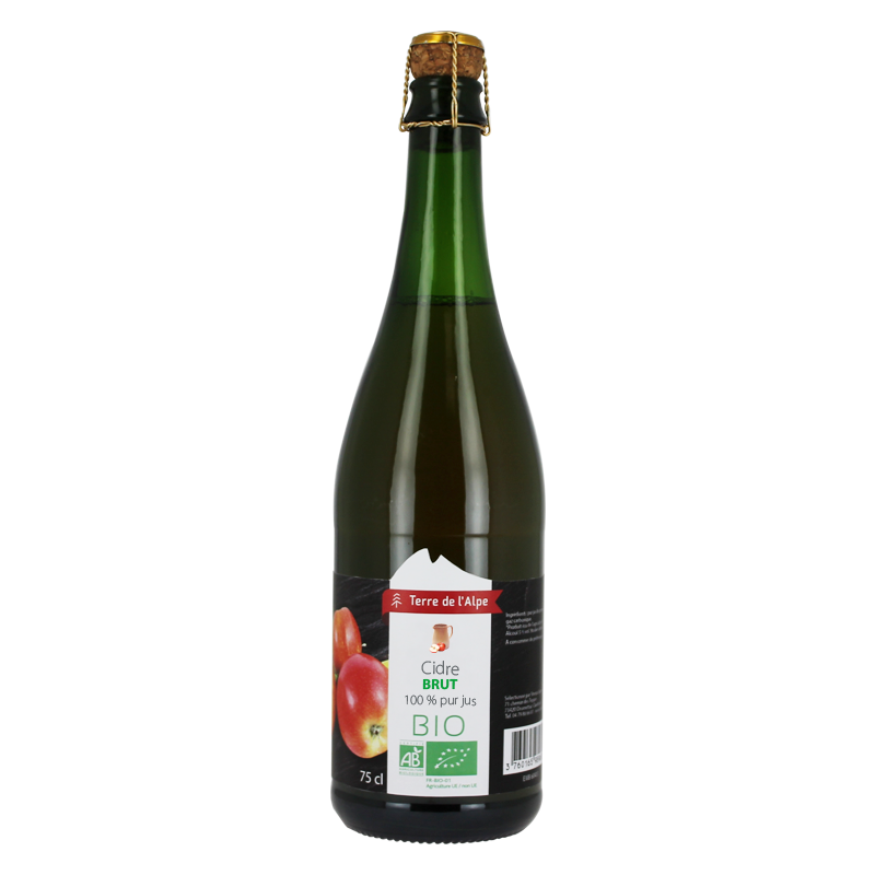 Cidre brut Bio La bouteille de 75cl TERRE DE L'ALPE Cidre brut Bio La bouteille de 75cl TERRE DE L'ALPE
