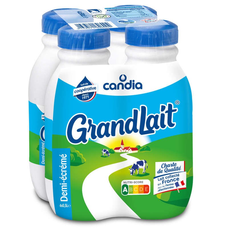 CANDIA Grand lait demi-écremé 4x50cl CANDIA Grand lait demi-écremé 4x50cl