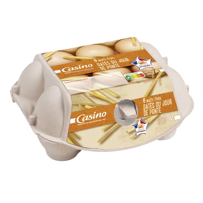 CASINO Œufs gros datés de poules élevées au sol x6 CASINO Œufs gros datés de poules élevées au sol x6
